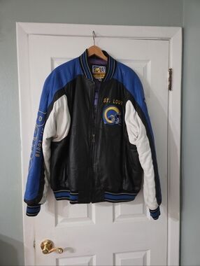 Vintage St. Louis RamsBlue & Black Leather  Jacket